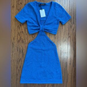 Olivaceous blue knit cut out dress bodycon size M NEW